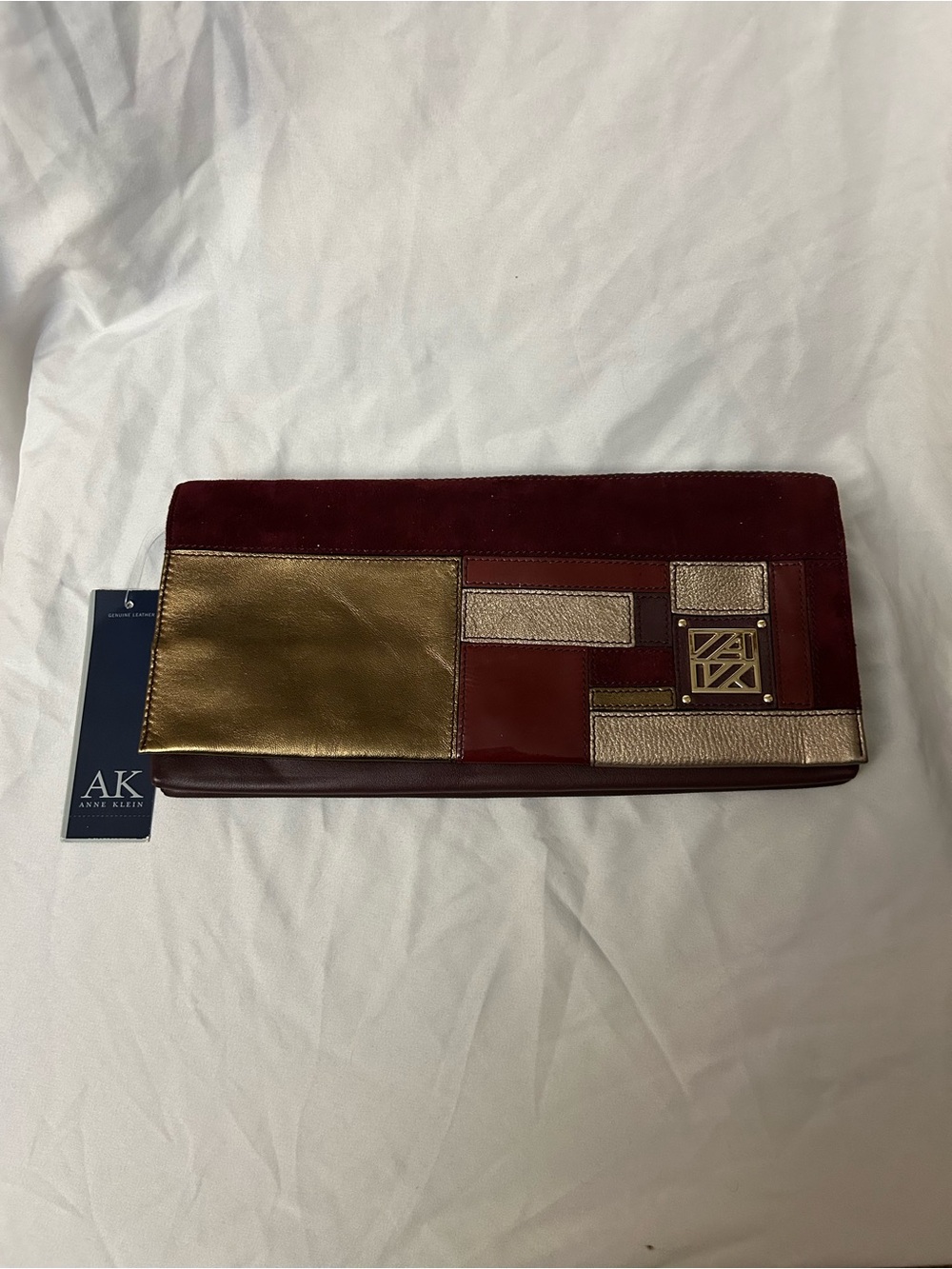 Anne Klein Burgundy, Gold & Metallic Patchwork Crossbody